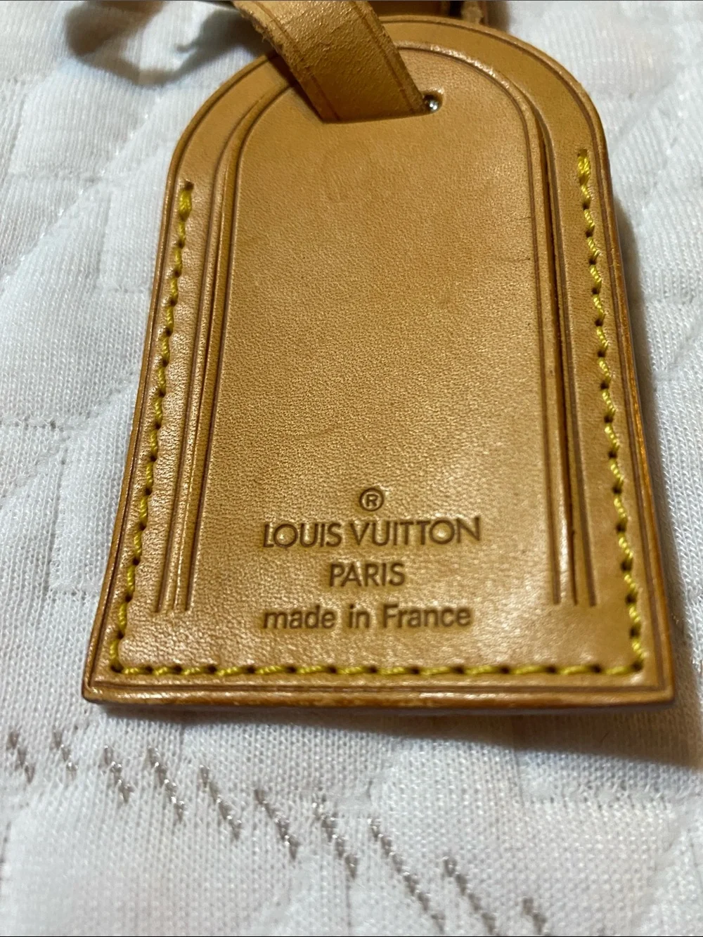 Louis Vuitton Tan Leather Luggage Tag with Strap